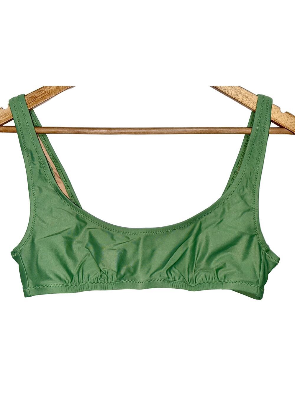 NWT J. Crew Heritage Scoopneck Bikini Top Swimwear BX611 Lime Green Women Size S